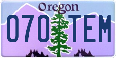 OR license plate 070TEM