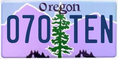 OR license plate 070TEN