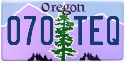 OR license plate 070TEQ