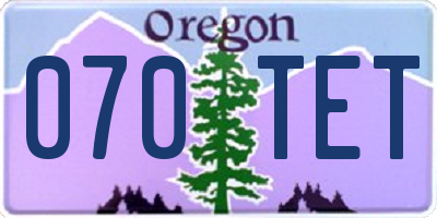 OR license plate 070TET
