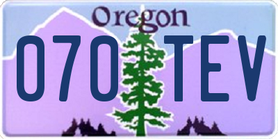 OR license plate 070TEV