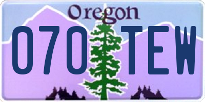 OR license plate 070TEW