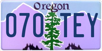 OR license plate 070TEY