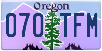 OR license plate 070TFM