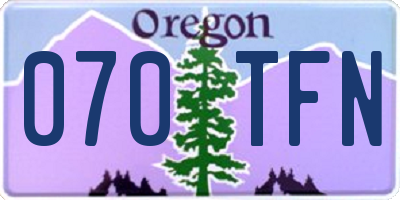 OR license plate 070TFN