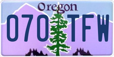OR license plate 070TFW