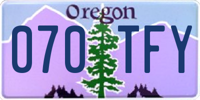 OR license plate 070TFY