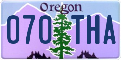 OR license plate 070THA