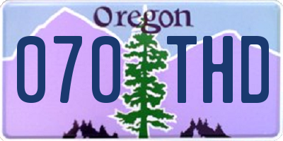 OR license plate 070THD