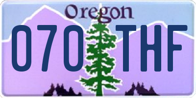 OR license plate 070THF
