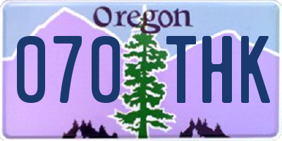 OR license plate 070THK