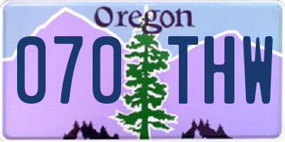 OR license plate 070THW