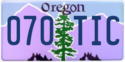 OR license plate 070TIC