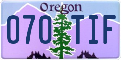 OR license plate 070TIF