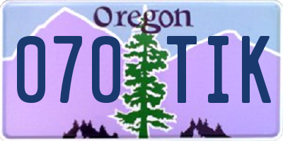 OR license plate 070TIK