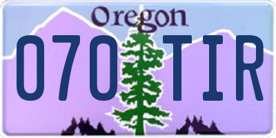 OR license plate 070TIR