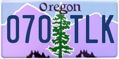 OR license plate 070TLK