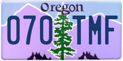 OR license plate 070TMF