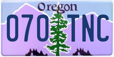 OR license plate 070TNC