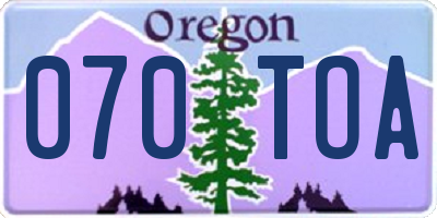 OR license plate 070TOA