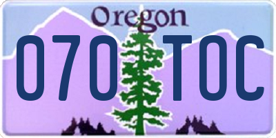 OR license plate 070TOC