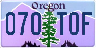 OR license plate 070TOF