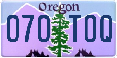 OR license plate 070TOQ