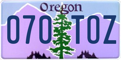 OR license plate 070TOZ