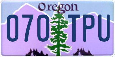 OR license plate 070TPU
