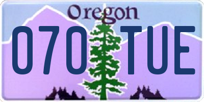 OR license plate 070TUE