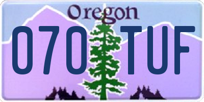 OR license plate 070TUF