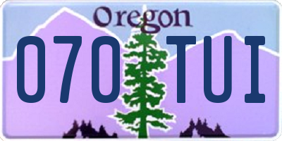 OR license plate 070TUI