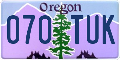 OR license plate 070TUK