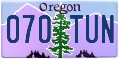 OR license plate 070TUN