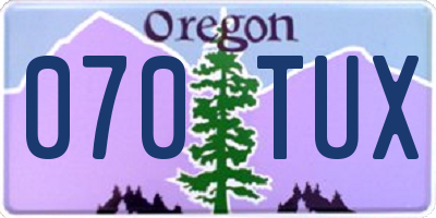 OR license plate 070TUX