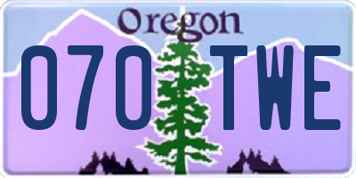 OR license plate 070TWE