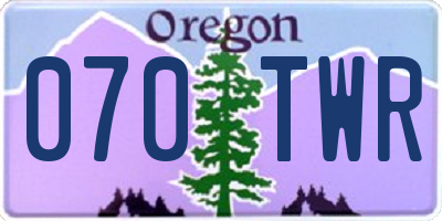 OR license plate 070TWR