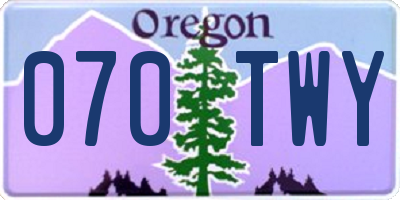 OR license plate 070TWY