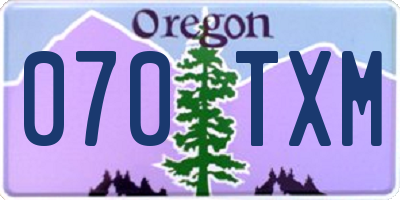 OR license plate 070TXM