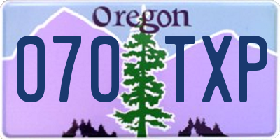 OR license plate 070TXP
