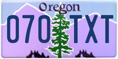 OR license plate 070TXT