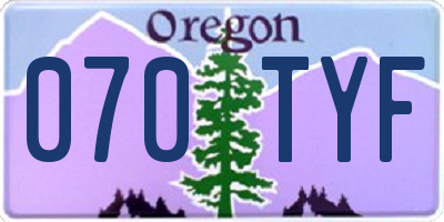 OR license plate 070TYF