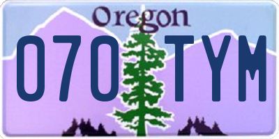 OR license plate 070TYM