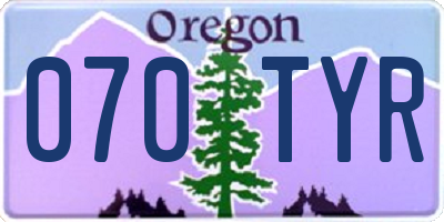 OR license plate 070TYR