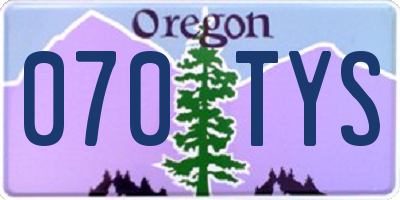OR license plate 070TYS