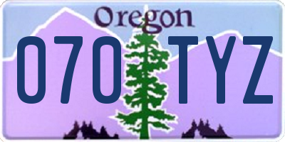 OR license plate 070TYZ