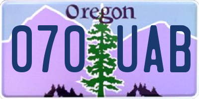 OR license plate 070UAB