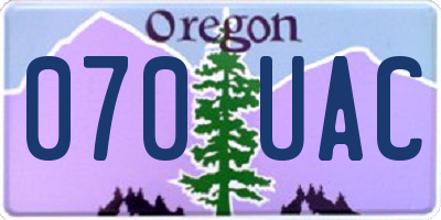 OR license plate 070UAC
