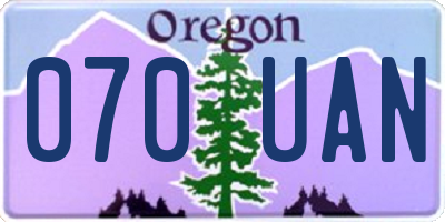 OR license plate 070UAN