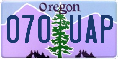 OR license plate 070UAP